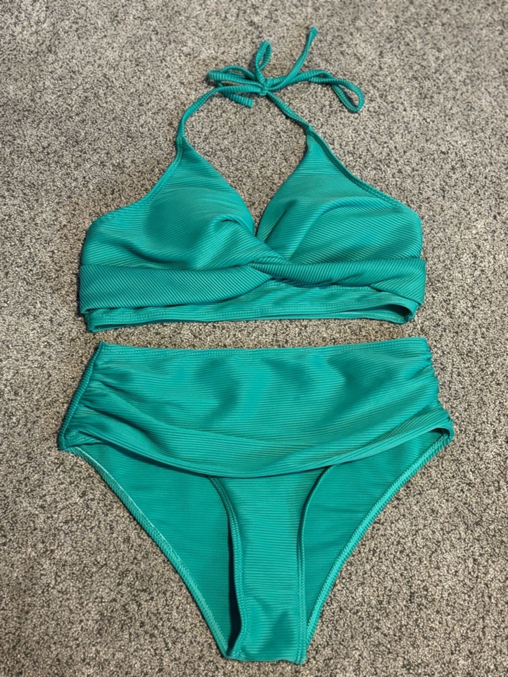 High-Waist Teal Bikini Set - Women Swim Bikinis